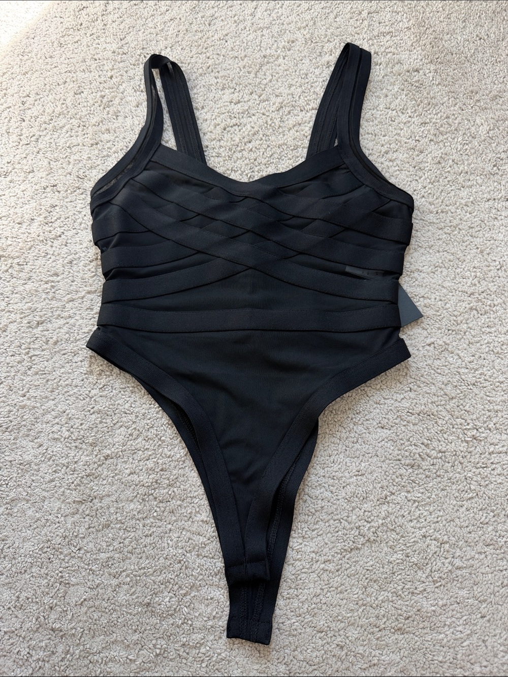AKIRA Black Strappy One-Piece Bodysuit